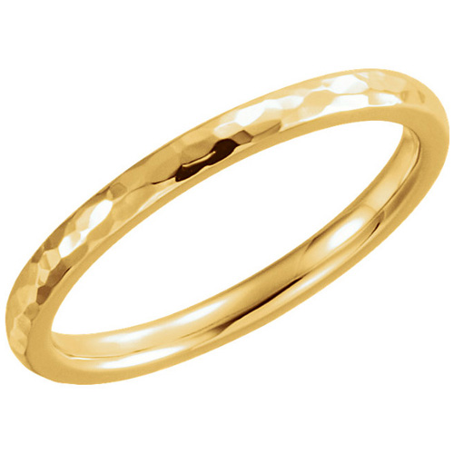 14kt Yellow Gold 2mm Comfort Fit Hammered Wedding Band