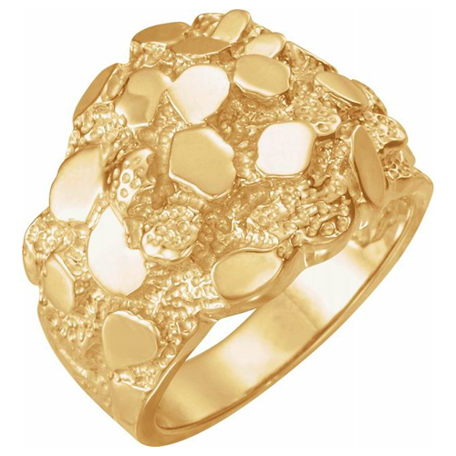 10k Yellow Gold Men's Nugget Ring with Polished Finish