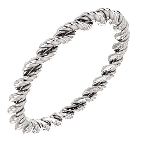 Platinum 2mm Twisted Rope Design Wedding Band