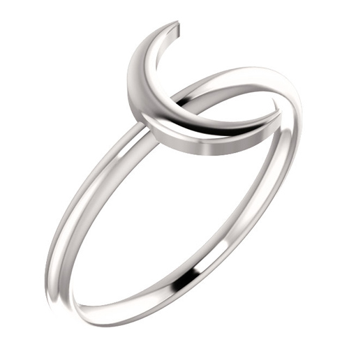 14kt White Gold Slender Crescent Ring