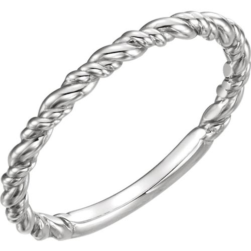 Platinum Stackable Rope Ring 2mm