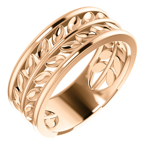 14kt Rose Gold Leaf Wedding Band