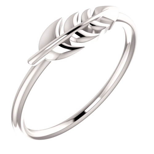 14kt White Gold Leaf Ring