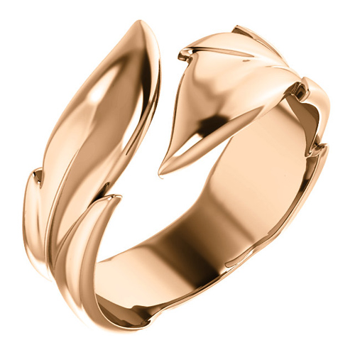 14kt Rose Gold Wide Textured Leaf Ring
