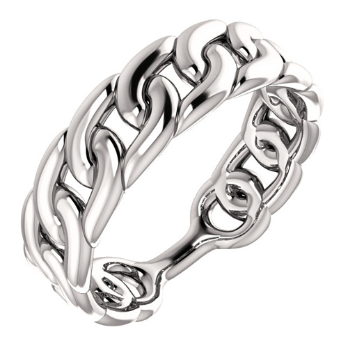 14kt White Gold Stackable Curb Link Ring