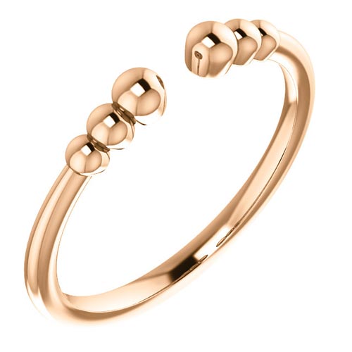 14k Rose Gold Beaded Cuff Ring