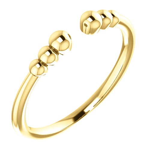 14k Yellow Gold Beaded Cuff Ring