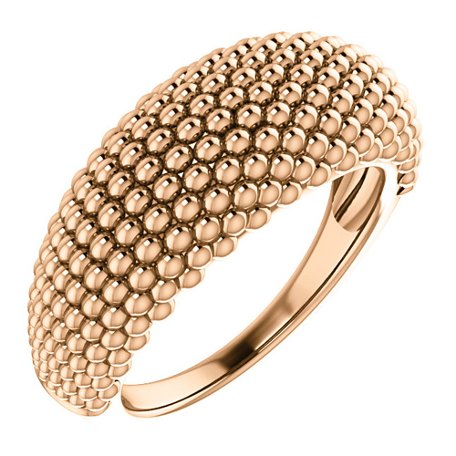 14kt Rose Gold Tapered Beaded Ring