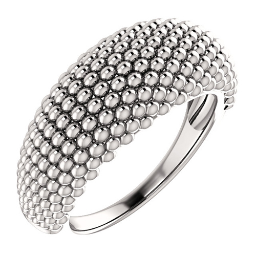 14kt White Gold Tapered Beaded Ring