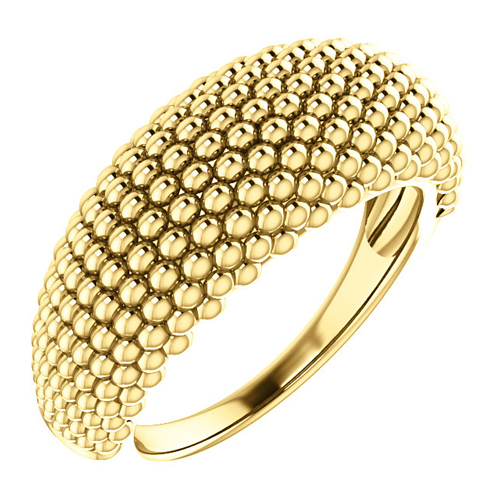 14kt Yellow Gold Tapered Beaded Ring