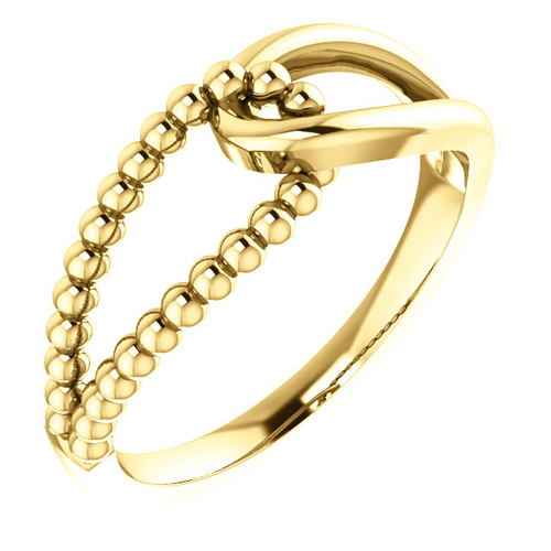 14kt Yellow Gold Knot Ring with Beaded Texture