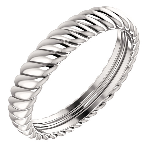 Platinum 3.75mm Rope Texture Wedding Band