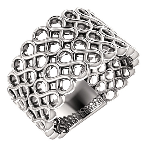 14kt White Gold Wide Infinity Symbol Mesh Ring