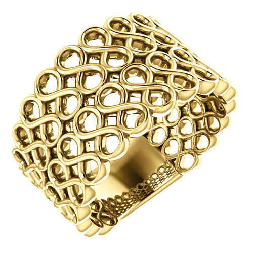 14kt Yellow Gold Wide Infinity Symbol Mesh Ring