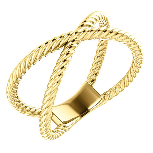 14k Yellow Gold Criss Cross Rope Ring