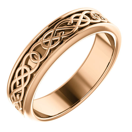 14k Rose Gold 5mm Celtic Design Wedding Band