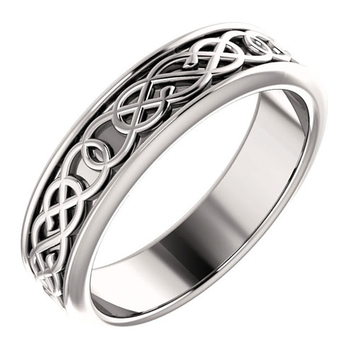14k White Gold 5mm Celtic Design Wedding Band JJ51745W | Joy Jewelers