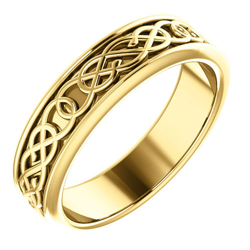 14k Yellow Gold 5mm Celtic Design Wedding Band