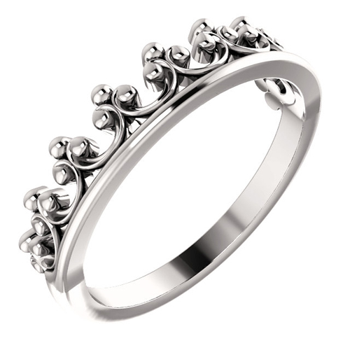 14kt White Gold Stackable Crown Ring