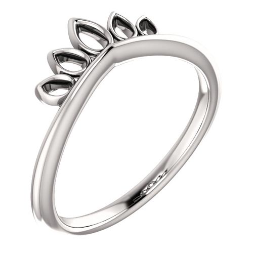 14k White Gold Marquise Shaped Crown Ring