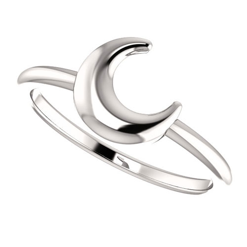 14k White Gold Crescent Moon Ring