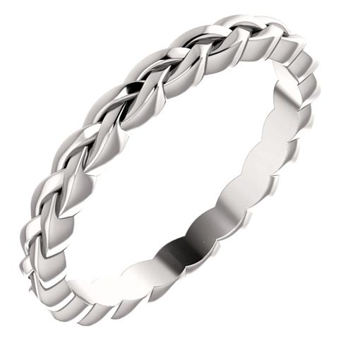 Platinum 2mm Wedding Band with Braided Pattern