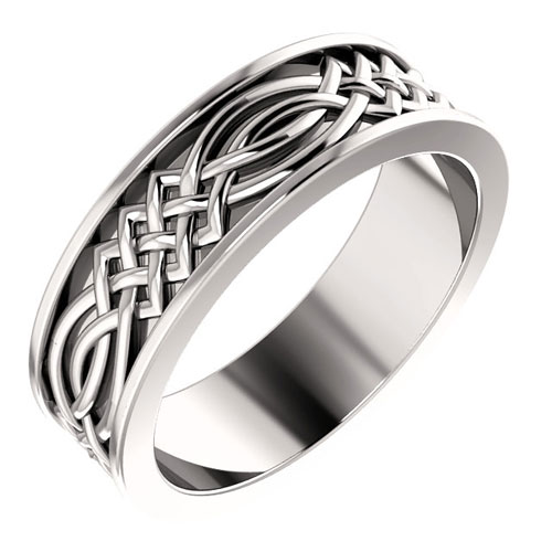 14k White Gold 6mm Celtic Inspired Wedding Band