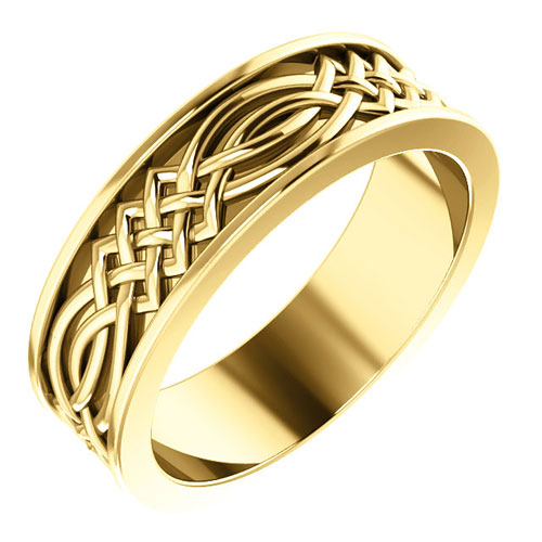 14k Yellow Gold 6mm Celtic Inspired Wedding Band