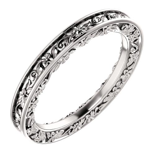 Platinum 2.5mm Floral Design Wedding Band