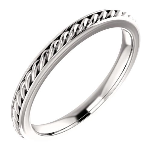 Platinum 2mm Rope Design Wedding Band with Smooth Edges