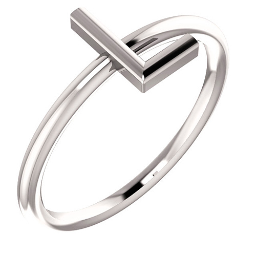 14k White Gold Stackable Initial L Ring