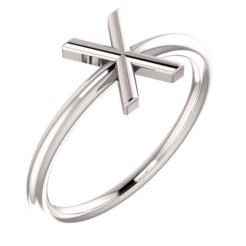 14k White Gold Stackable Initial X Ring