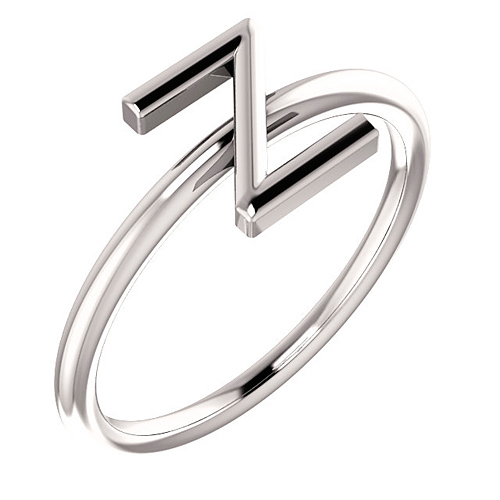 14k White Gold Stackable Initial Z Ring