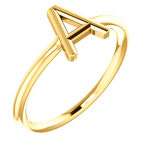 14k Yellow Gold Stackable Initial A Ring
