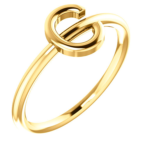 14k Yellow Gold Stackable Initial C Ring