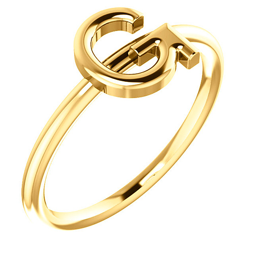 14k Yellow Gold Stackable Initial G Ring