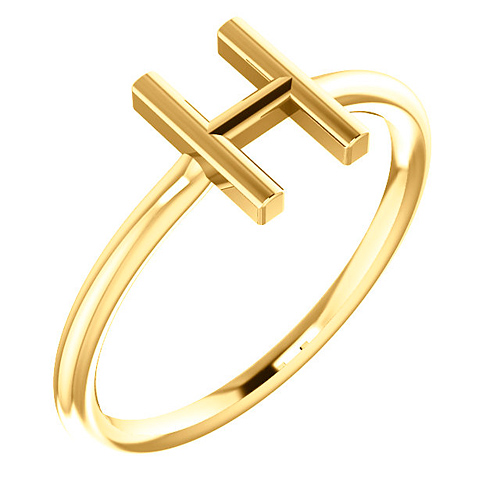 14k Yellow Gold Stackable Initial H Ring