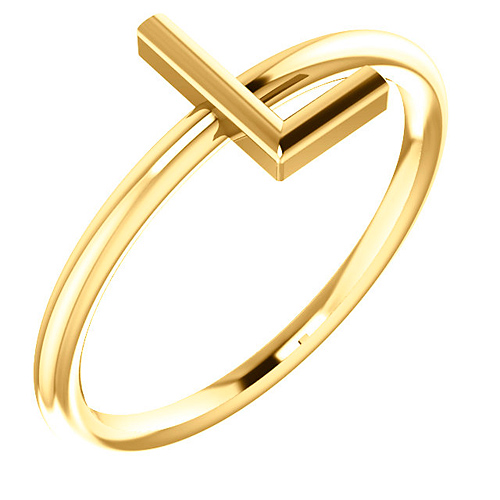 14k Yellow Gold Stackable Initial L Ring