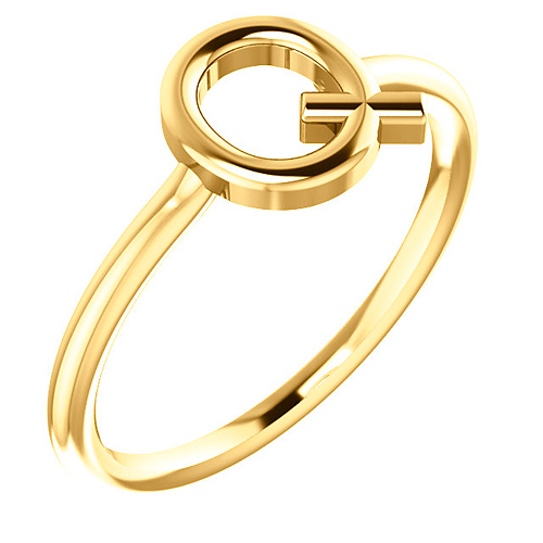 14k Yellow Gold Stackable Initial Q Ring
