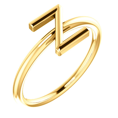 14k Yellow Gold Stackable Initial Z Ring