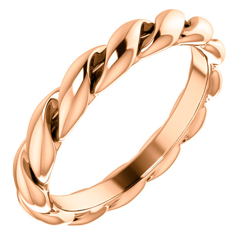 14k Rose Gold Twisted Wedding Band 3mm