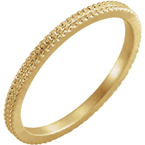 14k Yellow Gold Beaded Wedding Band 2mm