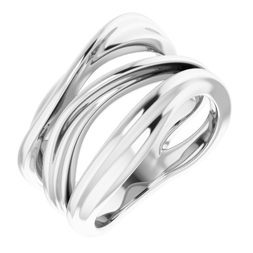 Sterling Silver Rippled Empty Space Ring