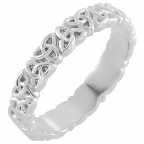 14k White Gold Ladies' Celtic Knot Wedding Band 4mm