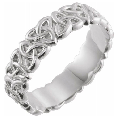 14k White Gold Men's Celtic Knot Wedding Band 6mm