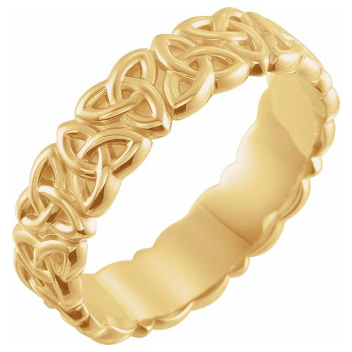 14k Yellow Gold Men's Celtic Knot Wedding Band 6mm