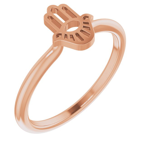 14k Rose Gold Hamsa Stackable Ring