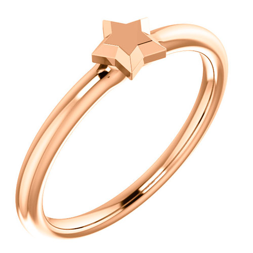 14k Rose Gold Stackable Star Ring
