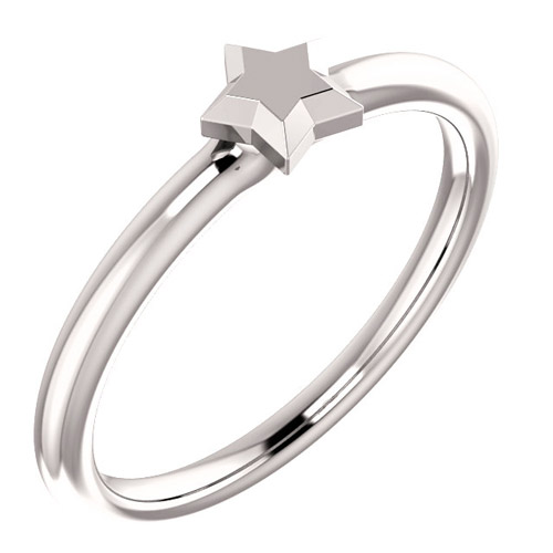 14k White Gold Stackable Star Ring