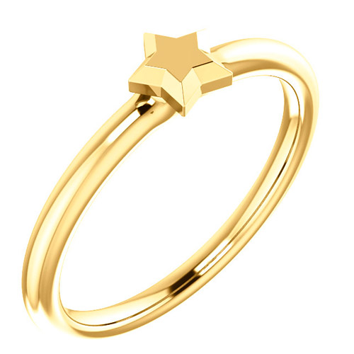 14k Yellow Gold Stackable Star Ring